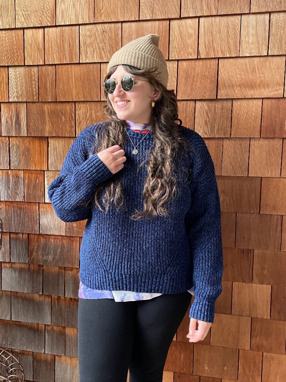 Like New Lucky Brand Blue/Black Ribbed Knit Long Sleeve Sweater - X-Large